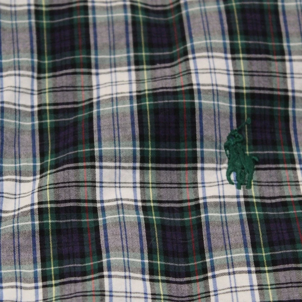 Ralph Lauren Kids Plaid Button Down Shirt L/S Green Blue Size‎ L 14-16 Cotton